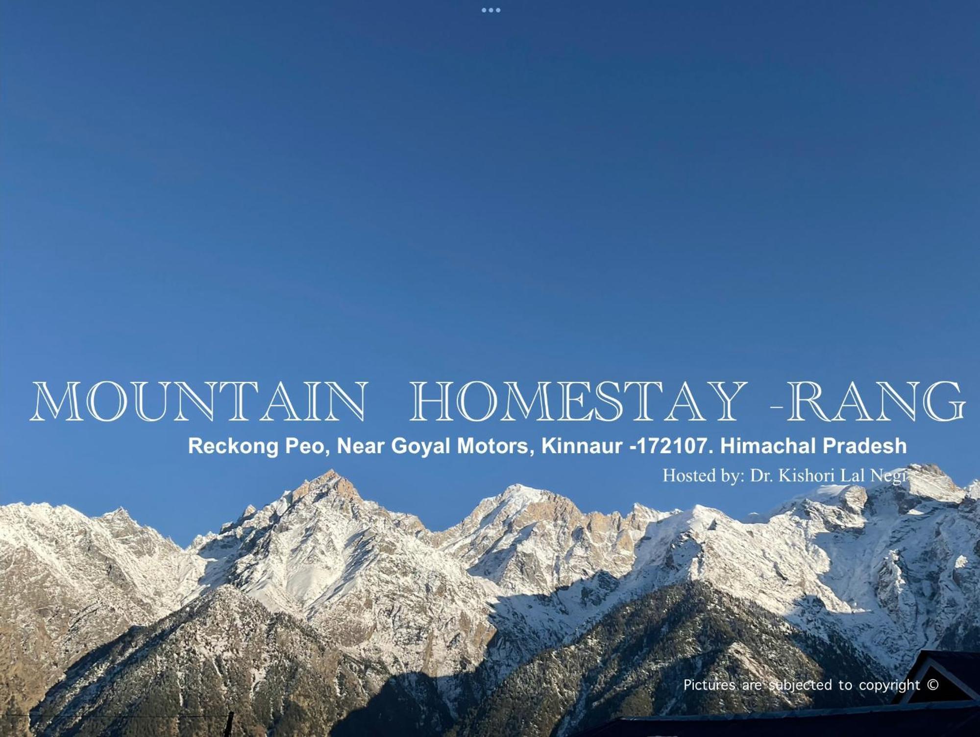 Mountain Home Stay -Rang, At Reckong Peo - Kalpa, Near Goyal Motors, Way To Petrol Pump At Itbp Quarters Esterno foto